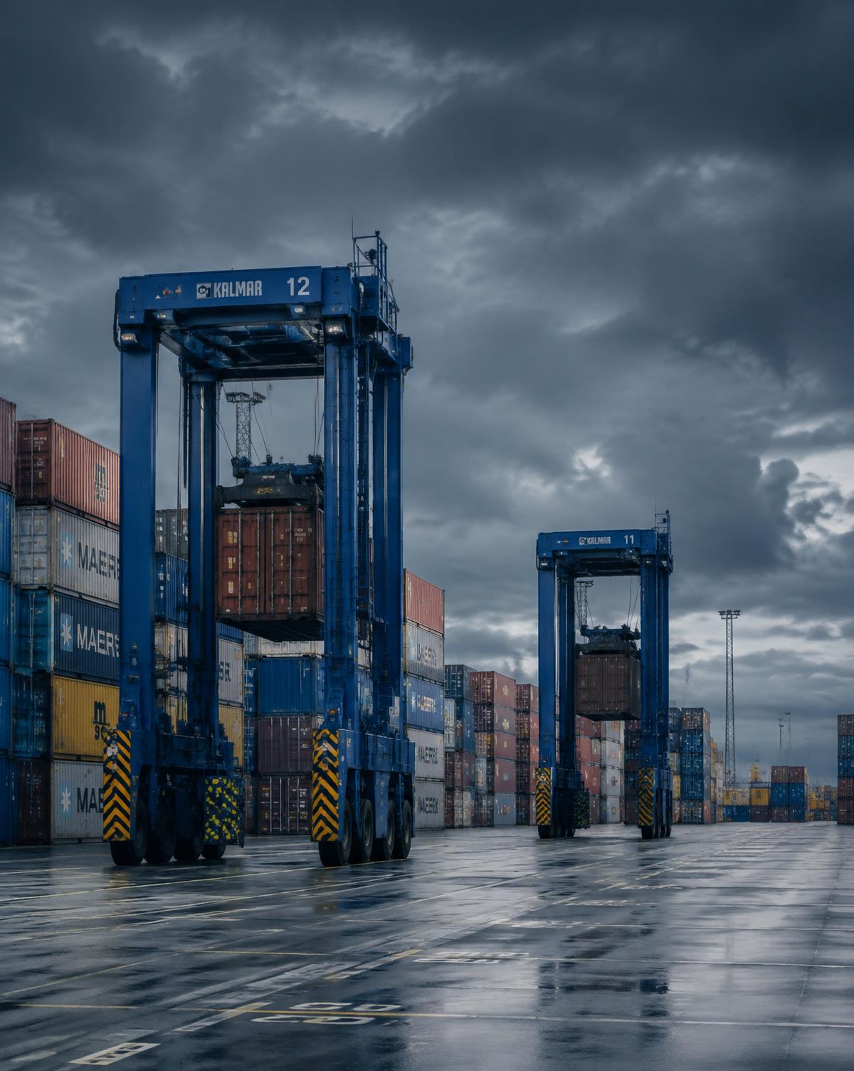 Container terminal with straddle carriers